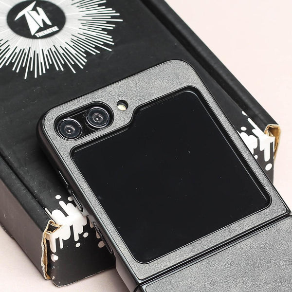 Grey Leather Case for Samsung Galaxy Z FLIP 6 - The Hatke