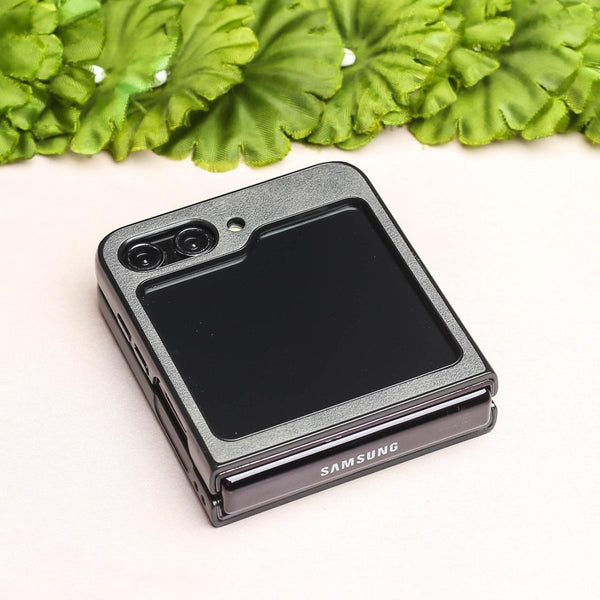 Grey Leather Case for Samsung Galaxy Z FLIP 6 - The Hatke