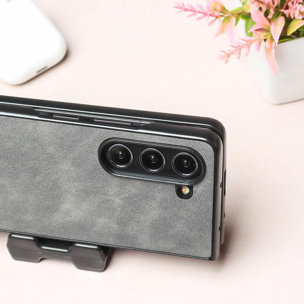 Grey Leather Case for Samsung Galaxy Z Fold 6 - The Hatke