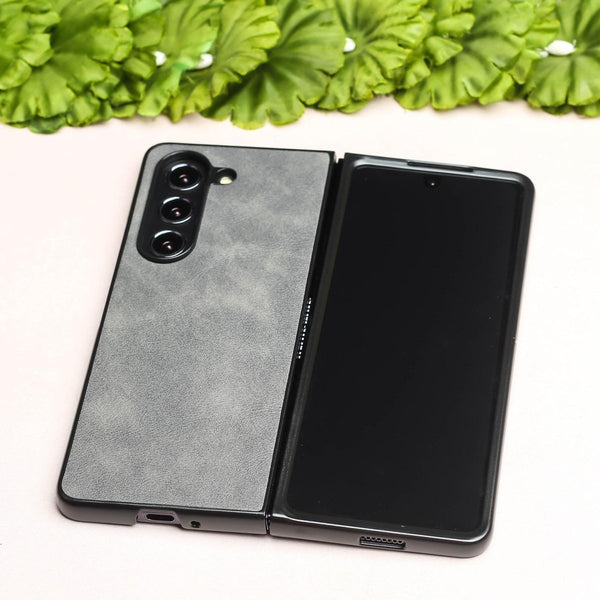 Grey Leather Case for Samsung Galaxy Z Fold 6 - The Hatke