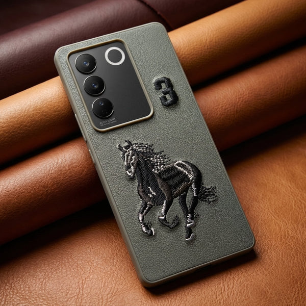 Grey Leather Horse No. 3 OC Ornamented for Vivo V27 - The Hatke