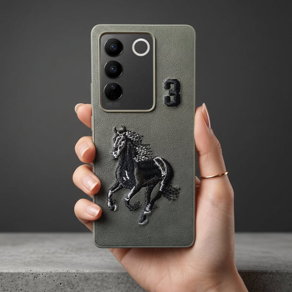 Grey Leather Horse No. 3 OC Ornamented for Vivo V27 - The Hatke