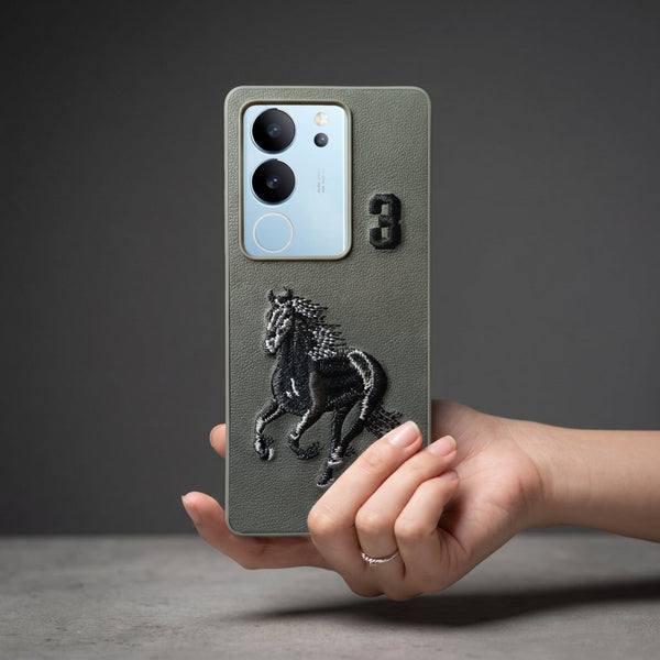 Grey Leather Horse No. 3 OC Ornamented for Vivo V29 - The Hatke