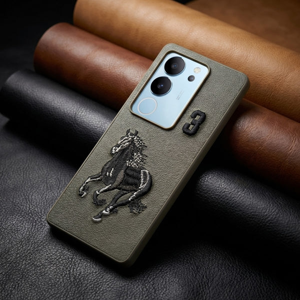 Grey Leather Horse No. 3 OC Ornamented for Vivo V29 - The Hatke
