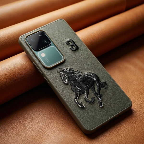 Grey Leather Horse No. 3 OC Ornamented for Vivo V30 - The Hatke