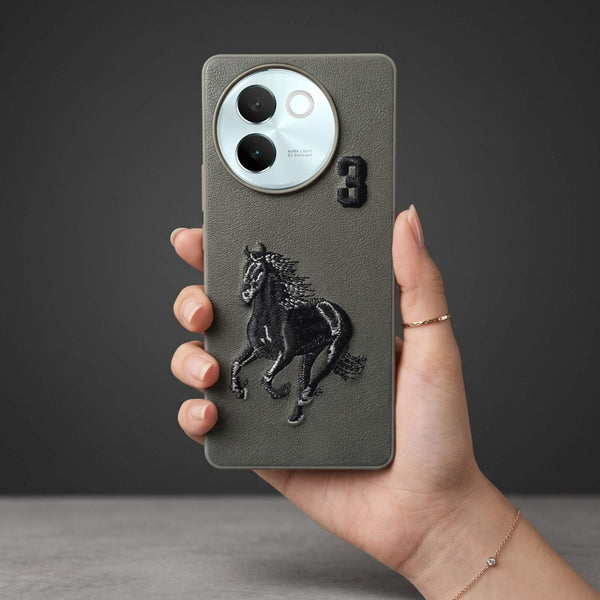 Grey Leather Horse No. 3 OC Ornamented for Vivo V30E - The Hatke
