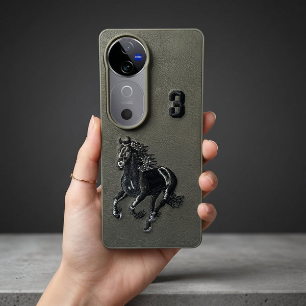 Grey Leather Horse No. 3 OC Ornamented for Vivo V40 - The Hatke