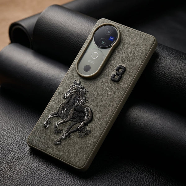Grey Leather Horse No. 3 OC Ornamented for Vivo V40 - The Hatke