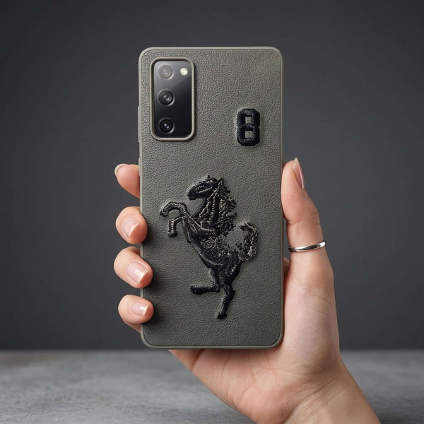 Grey Leather Horse No. 8 OC Ornamented for Samsung S20 Fe - The Hatke