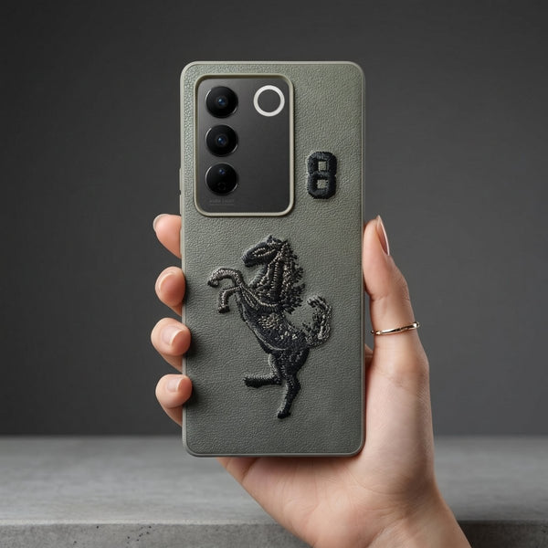 Grey Leather Horse No. 8 OC Ornamented for Vivo V27 - The Hatke