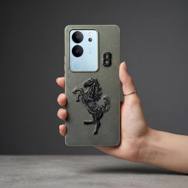 Grey Leather Horse No. 8 OC Ornamented for Vivo V29 - The Hatke