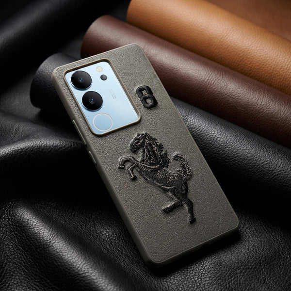 Grey Leather Horse No. 8 OC Ornamented for Vivo V29 - The Hatke