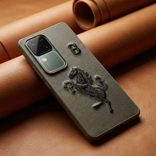 Grey Leather Horse No. 8 OC Ornamented for Vivo V30 - The Hatke
