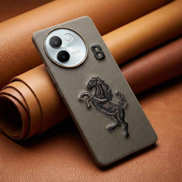Grey Leather Horse No. 8 OC Ornamented for Vivo V30E - The Hatke