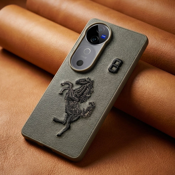 Grey Leather Horse No. 8 OC Ornamented for Vivo V40 - The Hatke