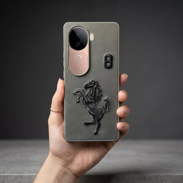 Grey Leather Horse No. 8 OC Ornamented for Vivo V40e - The Hatke