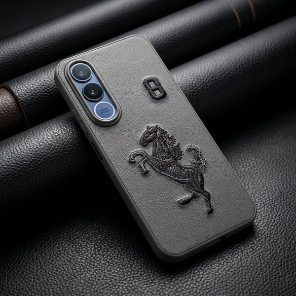 Grey Leather Horse No.8 OC Ornamented for Vivo V70 Fe - The Hatke