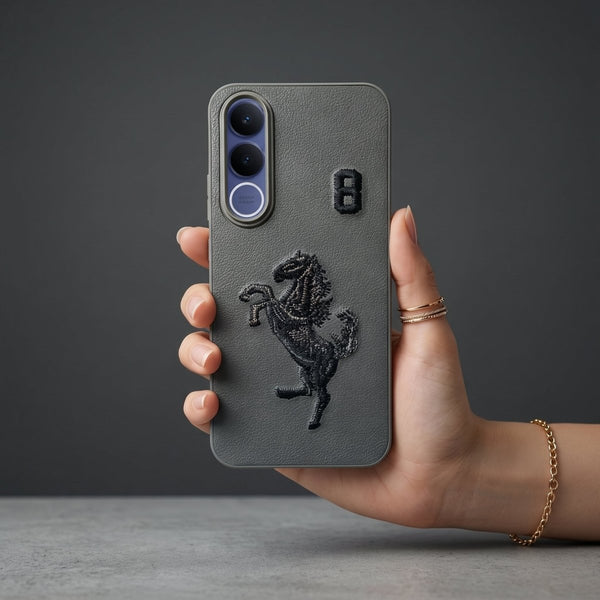 Grey Leather Horse No.8 OC Ornamented for Vivo V70 Fe - The Hatke