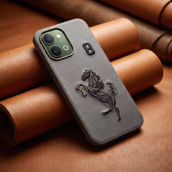 Grey Leather Horse No.8 OC Ornamented for Vivo Y51 Pro - The Hatke