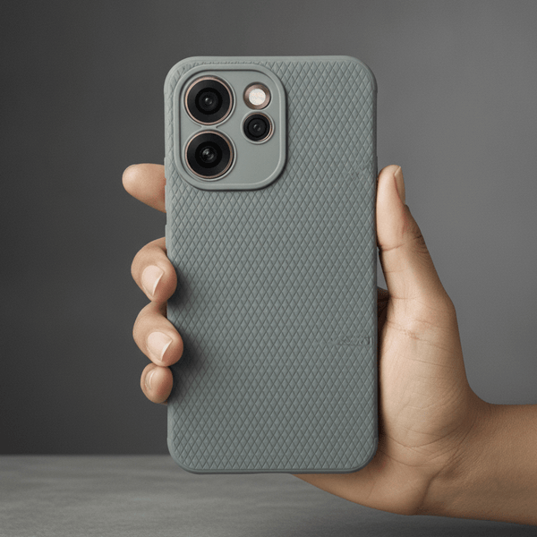 Grey Line Wave Silicone Case for Oppo Reno 15 Pro Mini - The Hatke