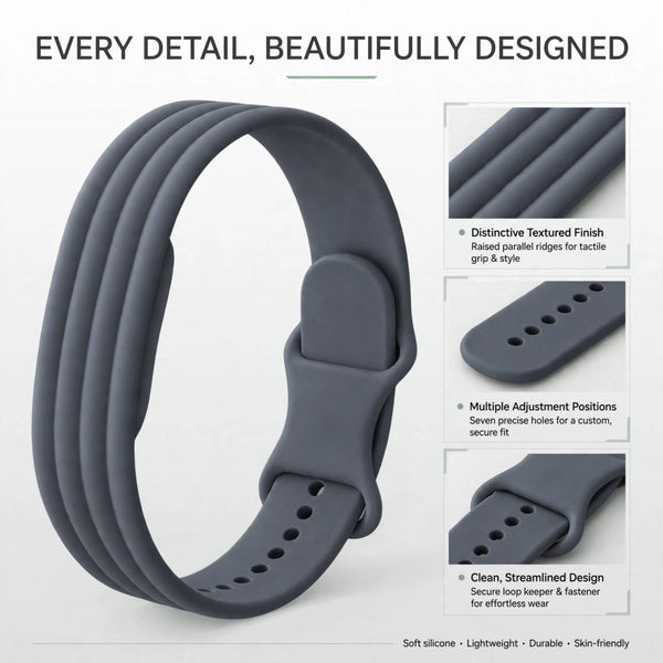 Grey Lining Silicone Strap For Google Fitbit Air - The Hatke