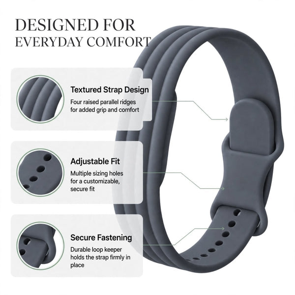 Grey Lining Silicone Strap For Google Fitbit Air - The Hatke