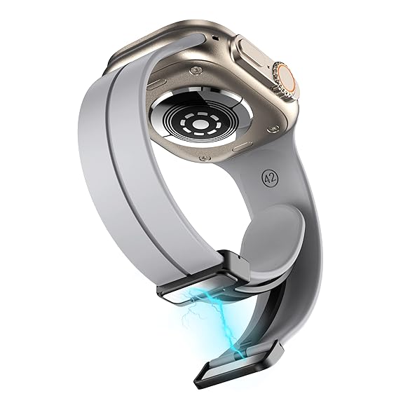 Grey Magnetic Clasp Adjustable Strap For Apple Watch Series 1 (42mm/44mm/45mm/46mm/49mm) - The Hatke