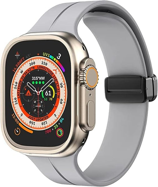 Grey Magnetic Clasp Adjustable Strap For Apple Watch SERIES 2 (42mm/44mm/45mm/46mm/49mm) - The Hatke