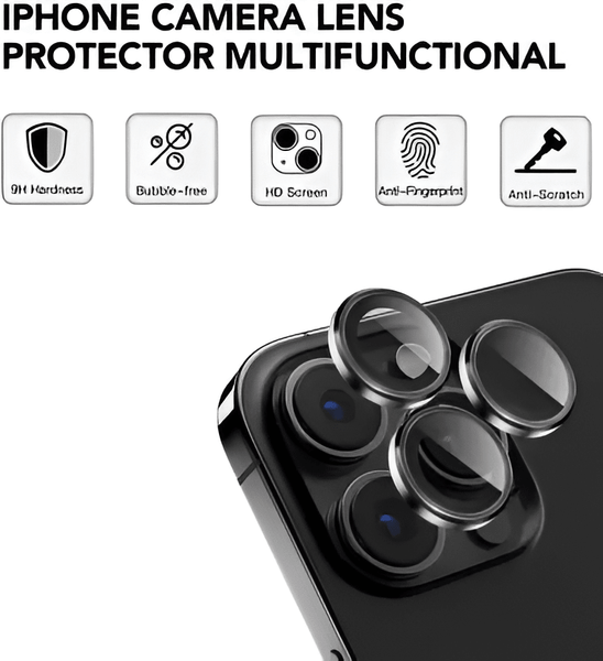 Grey Metallic camera ring lens guard for Apple iphone 15 Pro - The Hatke