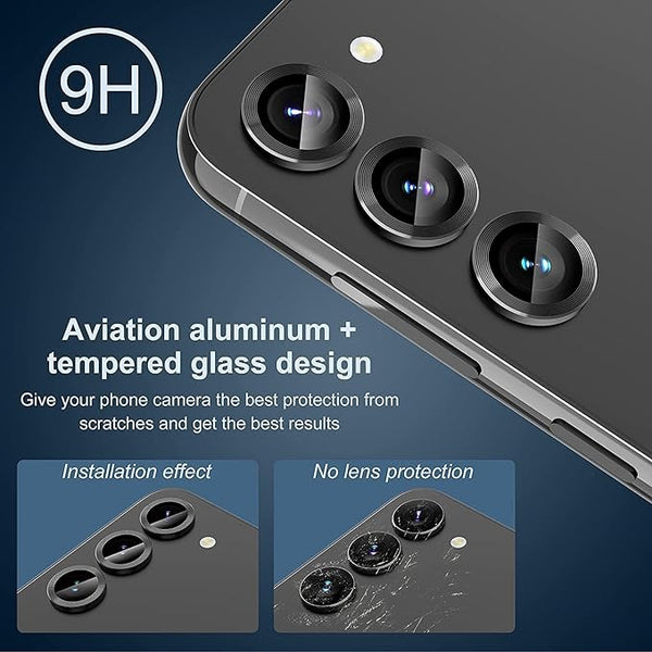 Grey Metallic camera ring lens guard for Samsung S23 Plus - The Hatke