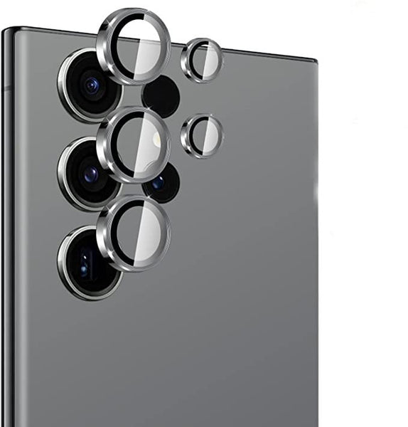 Grey Metallic camera ring lens guard for Samsung S23 Ultra - The Hatke