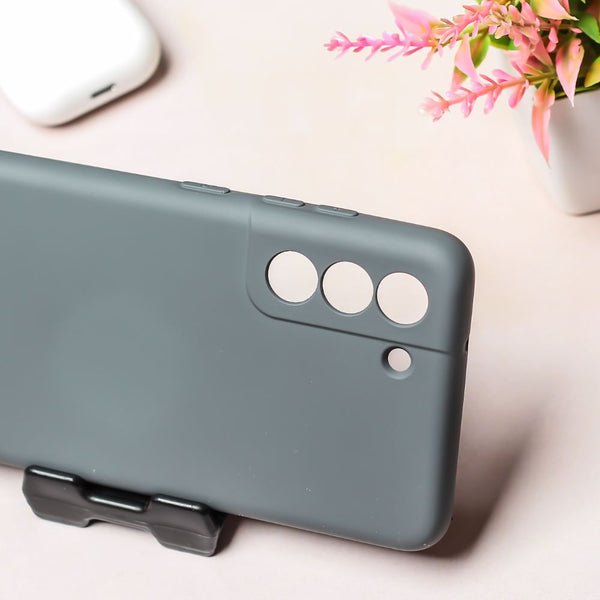 Grey Original Camera Safe Silicone case for Samsung S21 FE - The Hatke