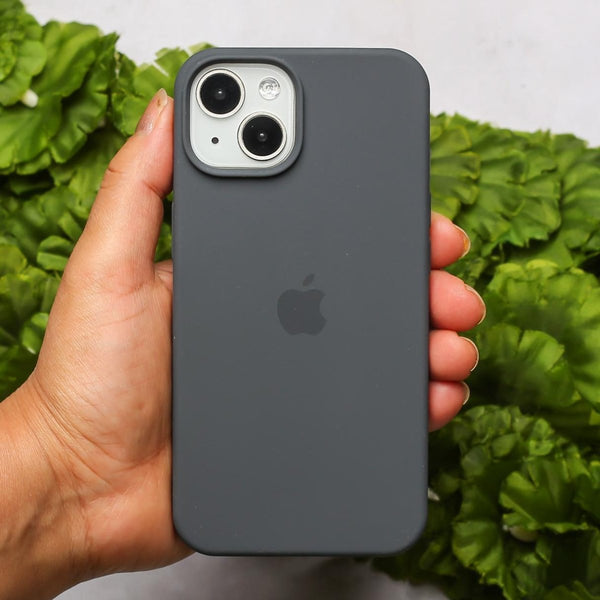 Grey Original Silicone case for Apple Iphone 15 Plus - The Hatke