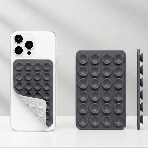 Grey Sticky Phone Stand Silicone Suction Phone Case Mount For Mobile - The Hatke