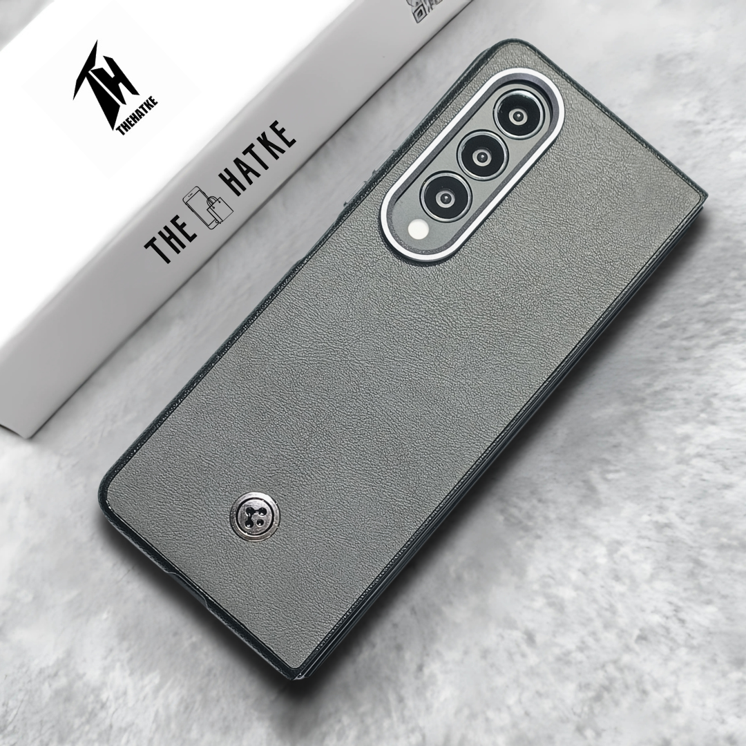 Grey Classy Leather Case for Samsung Galaxy Z Fold 4