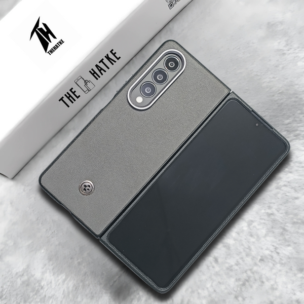 Grey Classy Leather Case for Samsung Galaxy Z Fold 4