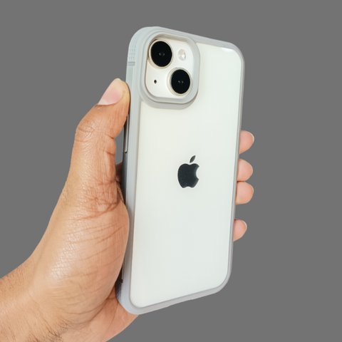 Grey Grip Dotted Transparent Case for Apple iphone 14