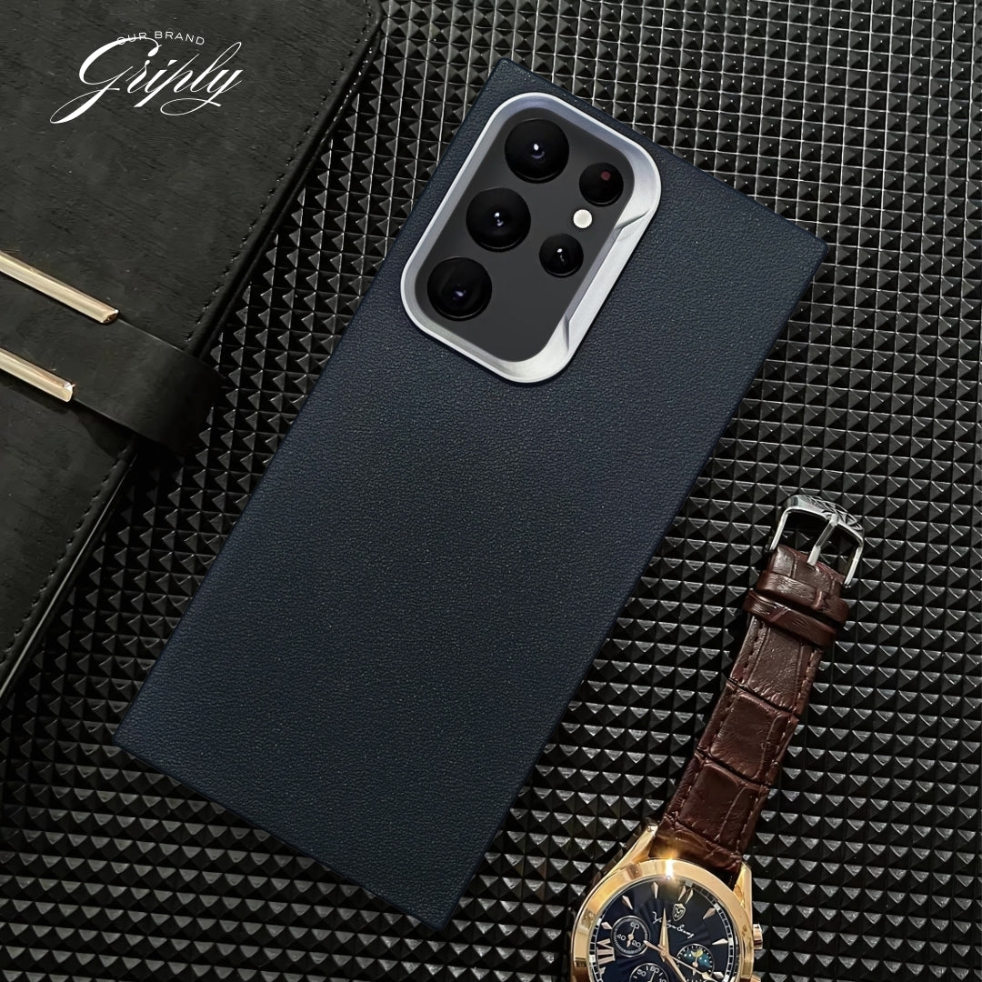 Griply Black Leather Case for Samsung S22 Ultra