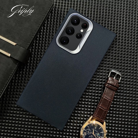 Griply Black Leather Case for Samsung S22 Ultra