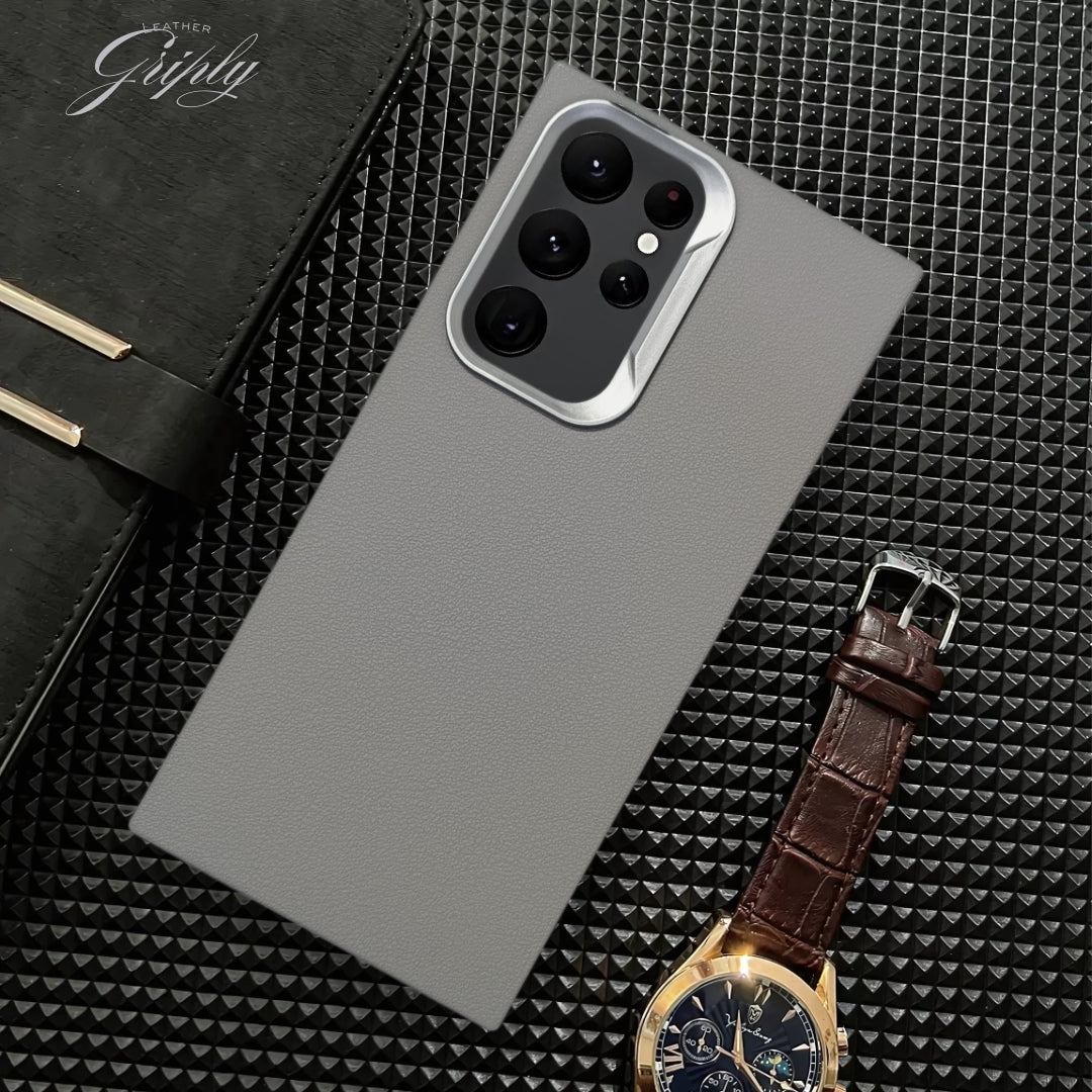 Griply Grey Leather Case for Samsung S22 Ultra