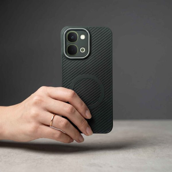 Gripon Black (Grey RING) Silicone Case for iQOO Z11X - The Hatke