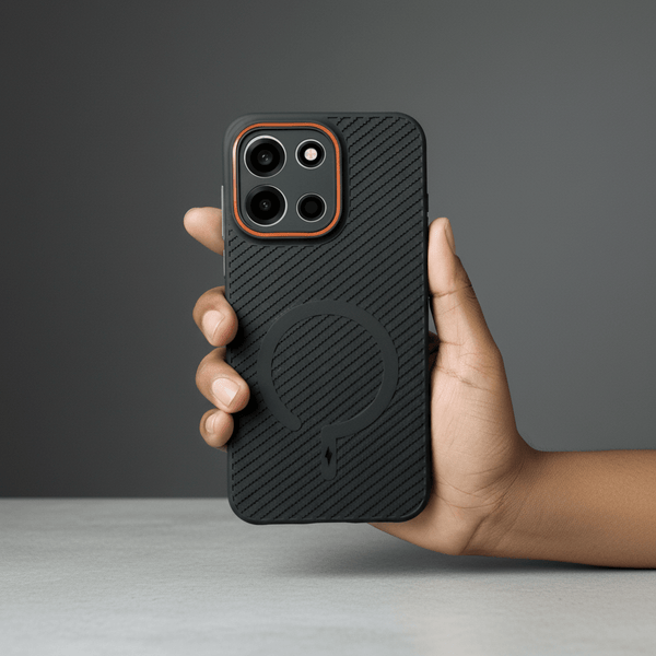 Gripon Black (ORANGE RING) Silicone Case for Oneplus Nord 6 - The Hatke