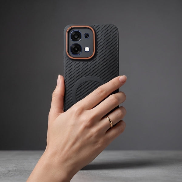 Gripon Black (ORANGE RING) Silicone Case for Oppo F31 - The Hatke