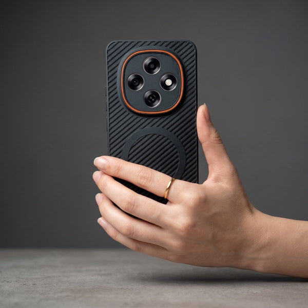 Gripon Black (ORANGE RING) Silicone Case for Oppo F31 Pro - The Hatke