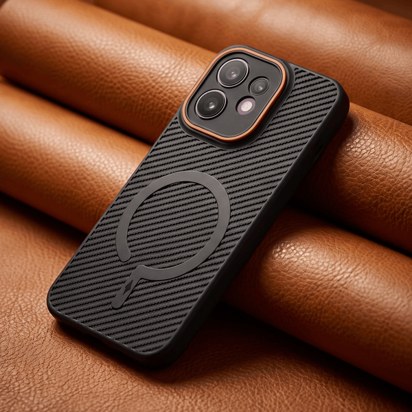 Gripon Black (ORANGE RING) Silicone Case for Oppo Reno 16 - The Hatke