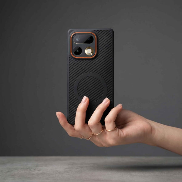 Gripon Black (ORANGE RING) Silicone Case for Realme 16 Pro - The Hatke
