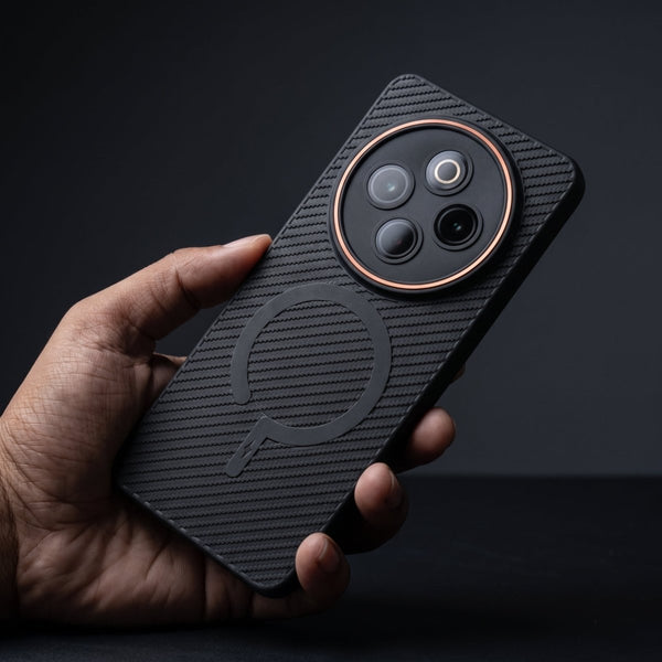 Gripon Black (ORANGE RING) Silicone Case for Vivo T4 - The Hatke