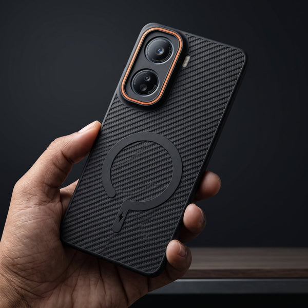 Gripon Black (ORANGE RING) Silicone Case for Vivo T5 Pro - The Hatke