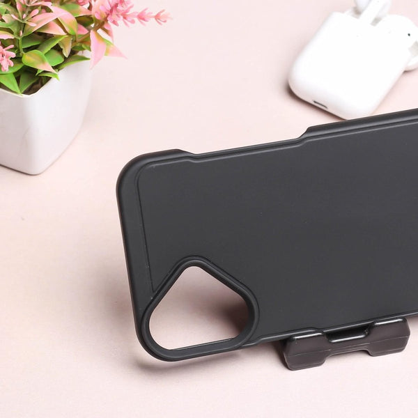 GripStand Black Silicone case for Apple iphone 16 Plus - The Hatke