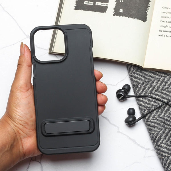 GripStand Black Silicone case for Apple iphone 16 Pro - The Hatke